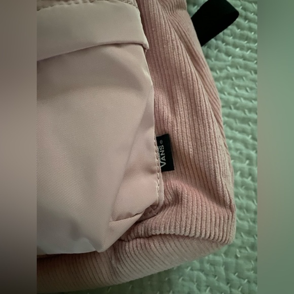 Vans Pink Corduroy Drawstring Backpack with Front Zip Pocket - Picture 8 of 8